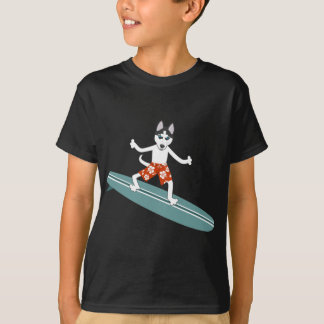 Siberian Husky Longboard Surfer T-Shirt