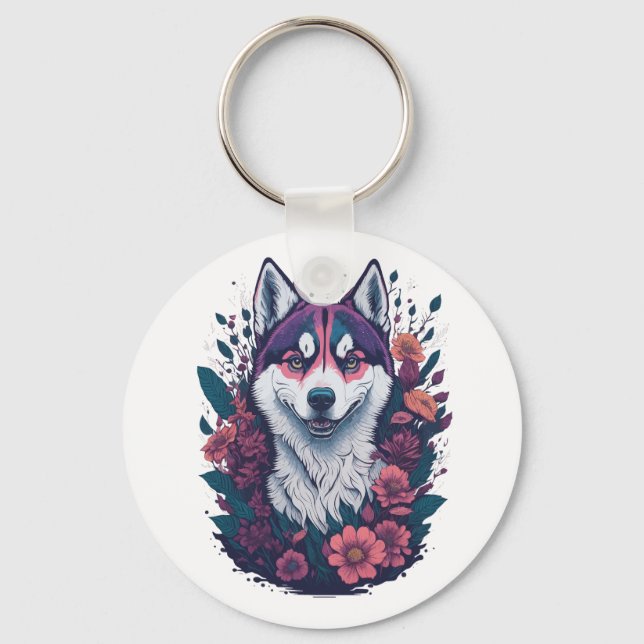 Siberian Husky Mens Keychain (Front)