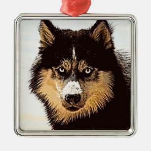 Siberian Husky Metal Ornament