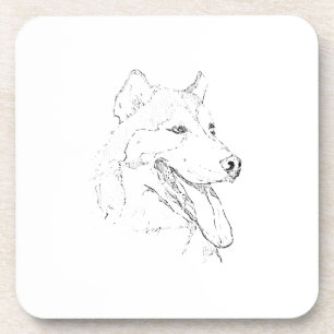 Siberian Husky – Minimalist Dog Line Drawing Coaster