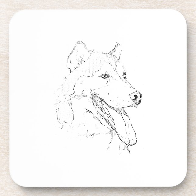 Siberian Husky – Minimalist Dog Line Drawing Coaster (Front)
