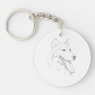 Siberian Husky – Minimalist Dog Line Drawing Keychain
