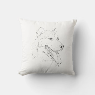 Siberian Husky – Minimalist Dog Line Drawing Throw Pillow