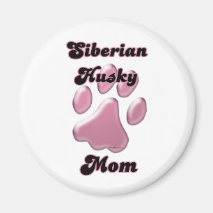 Siberian Husky Mom Pink Pawprint - Magnet