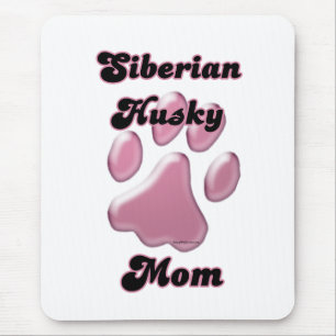 Siberian Husky Mom Pink Pawprint  Mouse Pad