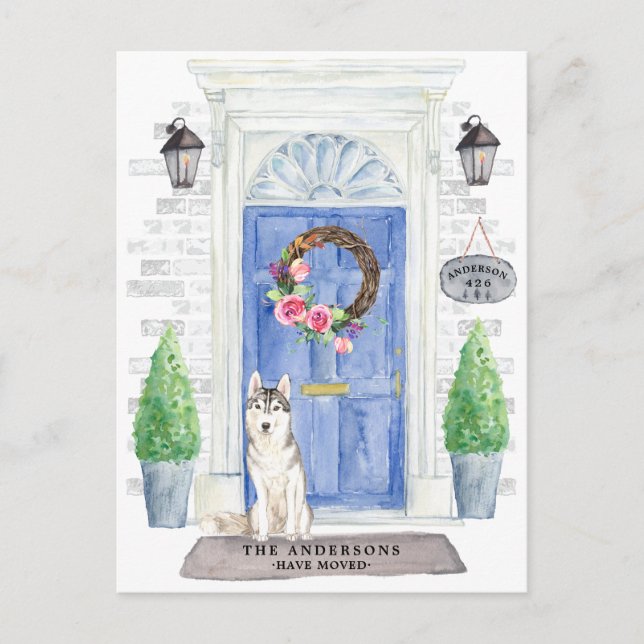 Siberian Husky Moving Announcement Postcard (Front)