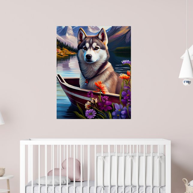 Siberian Husky on a Paddle: A Scenic Adventure Poster (Nursery 2)