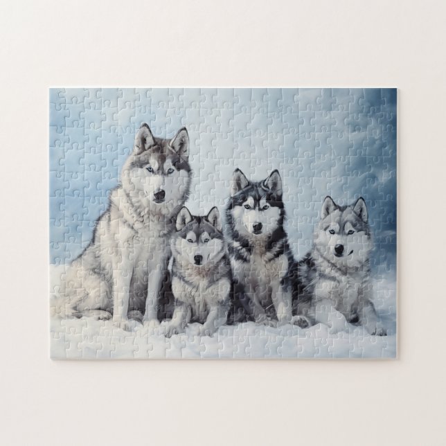 Siberian Husky pack Jigsaw Puzzle (Horizontal)