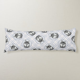 Siberian Husky Painting Black and White Dog Art Body Pillow