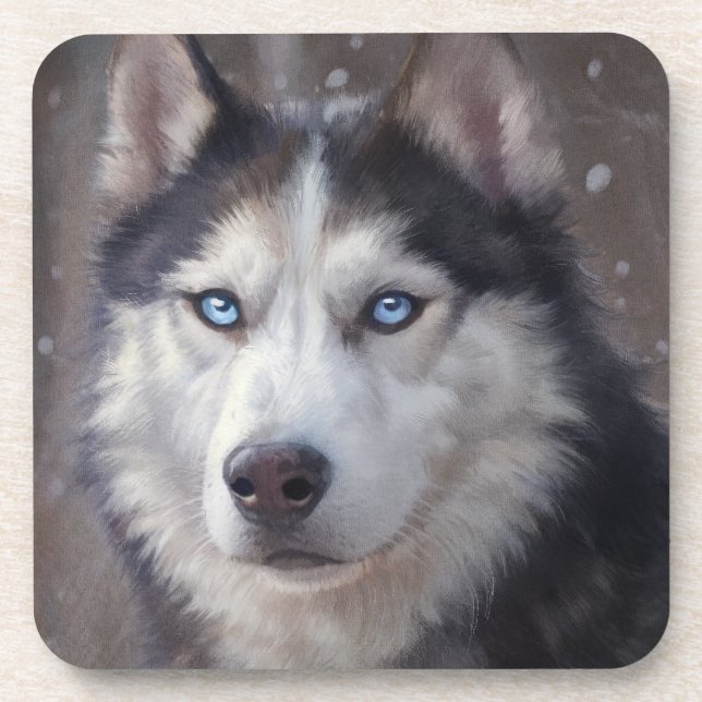 Siberian Husky Painting Coaster (Front)
