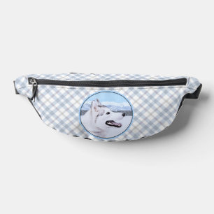 Siberian Husky Painting Silver and White Dog Art Fanny Pack
