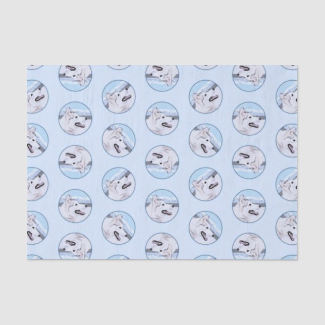Siberian Husky Painting Silver and White Dog Art Tissue Paper (Front)