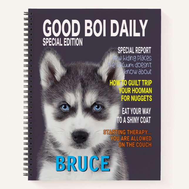 Siberian Husky Parody Magazine Cover  Notebook (Front)
