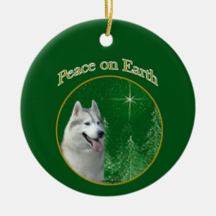 Siberian Husky Peace Ceramic Ornament