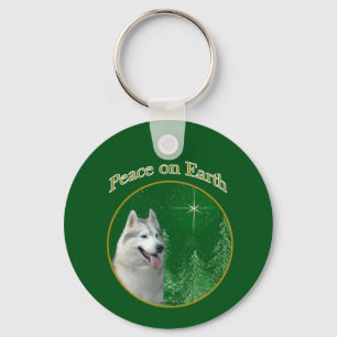 Siberian Husky Peace Keychain