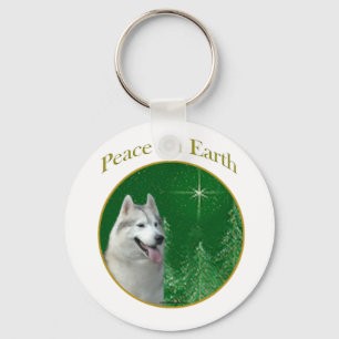 Siberian Husky Peace Keychain