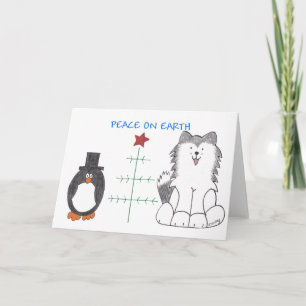 Siberian Husky Peace On Earth Holiday Card