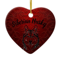 Siberian Husky Personalized Heart Ornament - pet