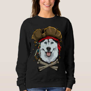 Siberian Husky Pirate Dog Halloween Jolly Roger Sweatshirt