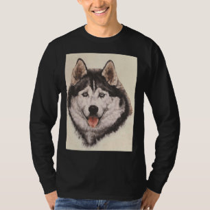 Siberian Husky Portrait In Colour T-Shirt
