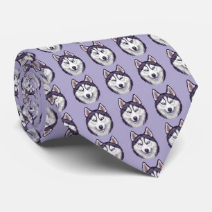 Siberian Husky Print Necktie – Purple Dog