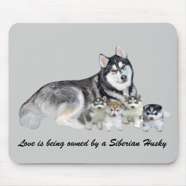 Siberian Husky & Puppies Mousepad (Front)