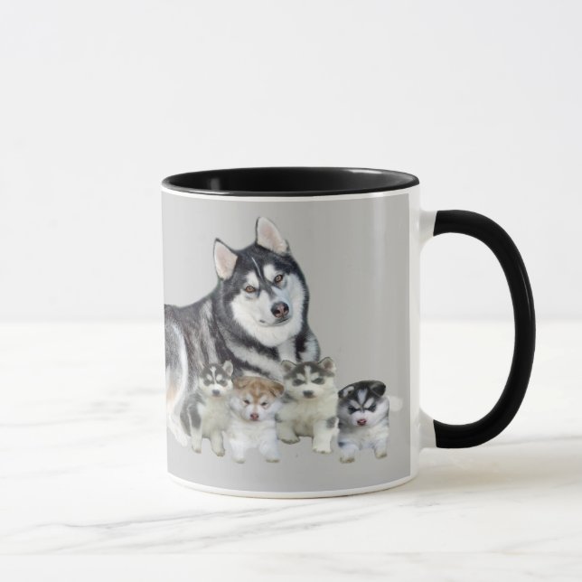 Siberian Husky & Puppies Mug (Right)