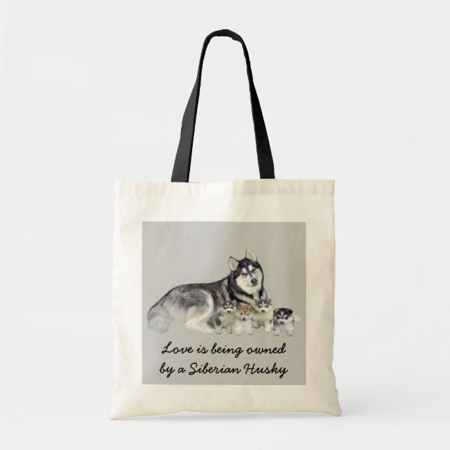 Siberian Husky & Puppies Tote Bag (Front)