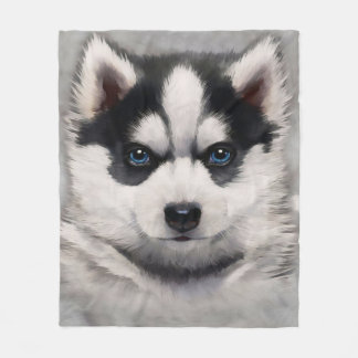 Siberian Husky Puppy Cute Husky Dog Fleece Blanket