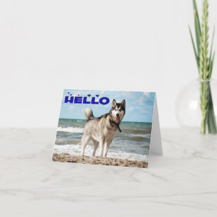 Siberian Husky Puppy Dog Hello, Thinking of You Card