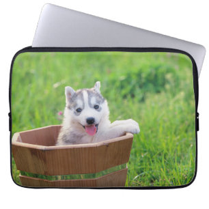 Siberian Husky Puppy in a Pot Laptop Sleeve