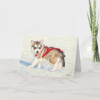 Siberian Husky Puppy In Snow Card