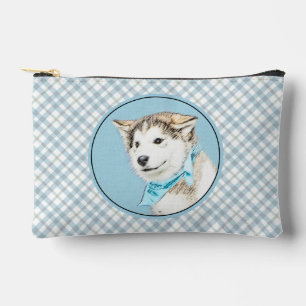 Siberian Husky Puppy Painting Copper Red Dog Art Accessory Pouch