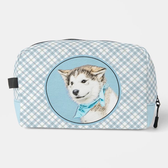 Siberian Husky Puppy Painting Copper Red Dog Art Dopp Kit (Front)