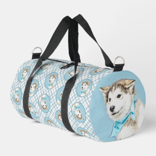Siberian Husky Puppy Painting Copper Red Dog Art Duffle Bag
