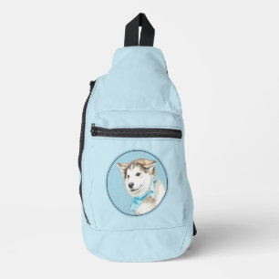 Siberian Husky Puppy Painting Copper Red Dog Art Sling Bag