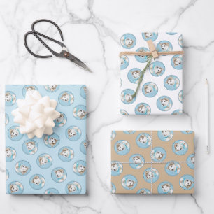 Siberian Husky Puppy Painting Copper Red Dog Art Wrapping Paper Sheet