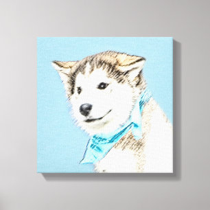 Siberian Husky Puppy Painting - Original Dog Art Canvas Print