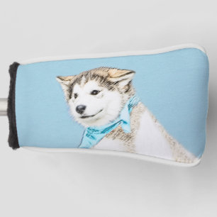 Siberian Husky Puppy Painting - Original Dog Art Golf Head Cover