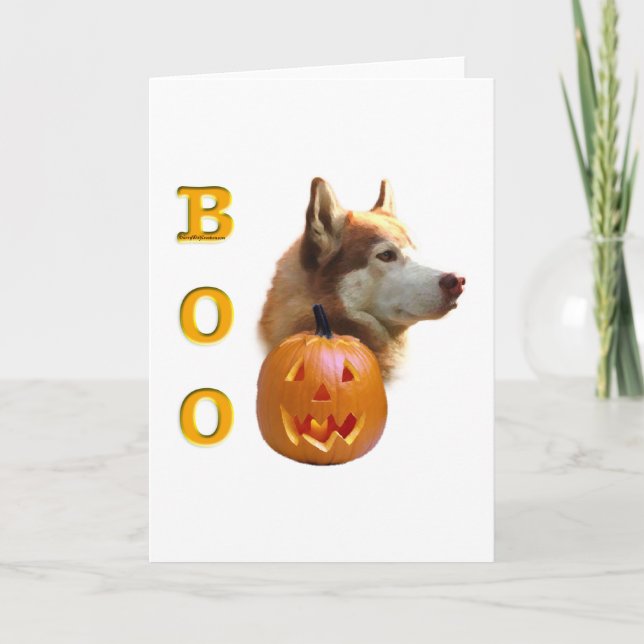 Siberian Husky (red) Boo Card (Front)
