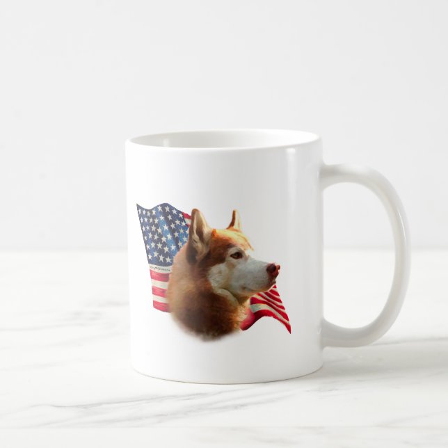Siberian Husky (red) Flag Coffee Mug (Right)