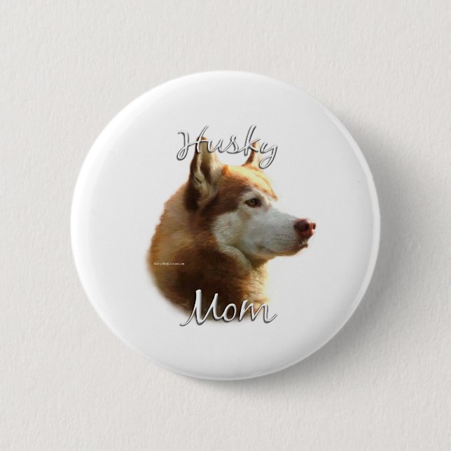 Siberian Husky (red) Mom 2 Inch Round Button (Front)