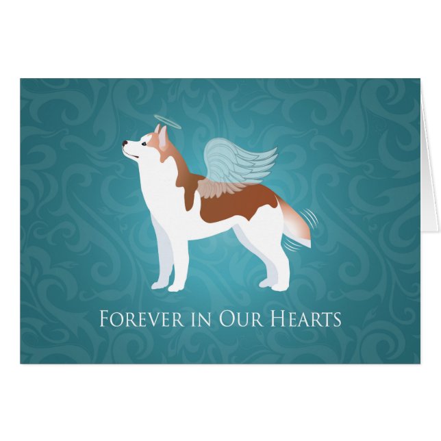Siberian Husky - Red - Pet Memorial Sympathy Card (Front Horizontal)