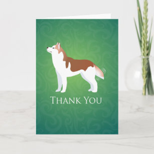 Siberian Husky - Red - Thank You Card