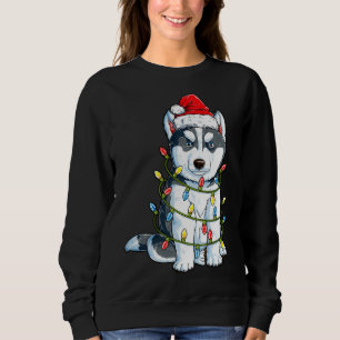 Siberian Husky Santa Christmas Tree Lights Xmas  B Sweatshirt