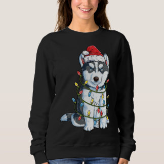 Siberian Husky Santa Christmas Tree Lights Xmas Gi Sweatshirt