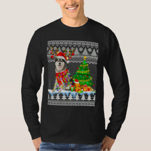 Siberian Husky Santa Christmas Ugly T-Shirt