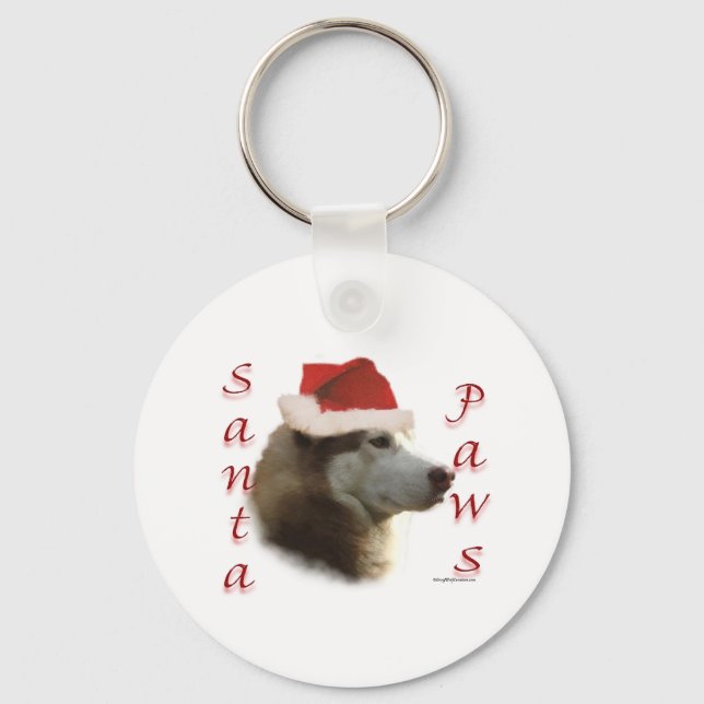 Siberian Husky Santa Paws Keychain (Front)