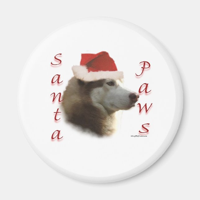 Siberian Husky Santa Paws Magnet (Front)