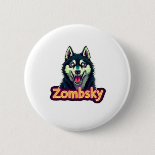 Siberian Husky Sibe Zombie Dog Halloween Essential 2 Inch Round Button